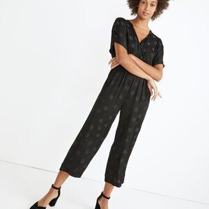 Madewell polka dot Wrap-Front Smock-Waist Jumpsuit in Dot Jacquard